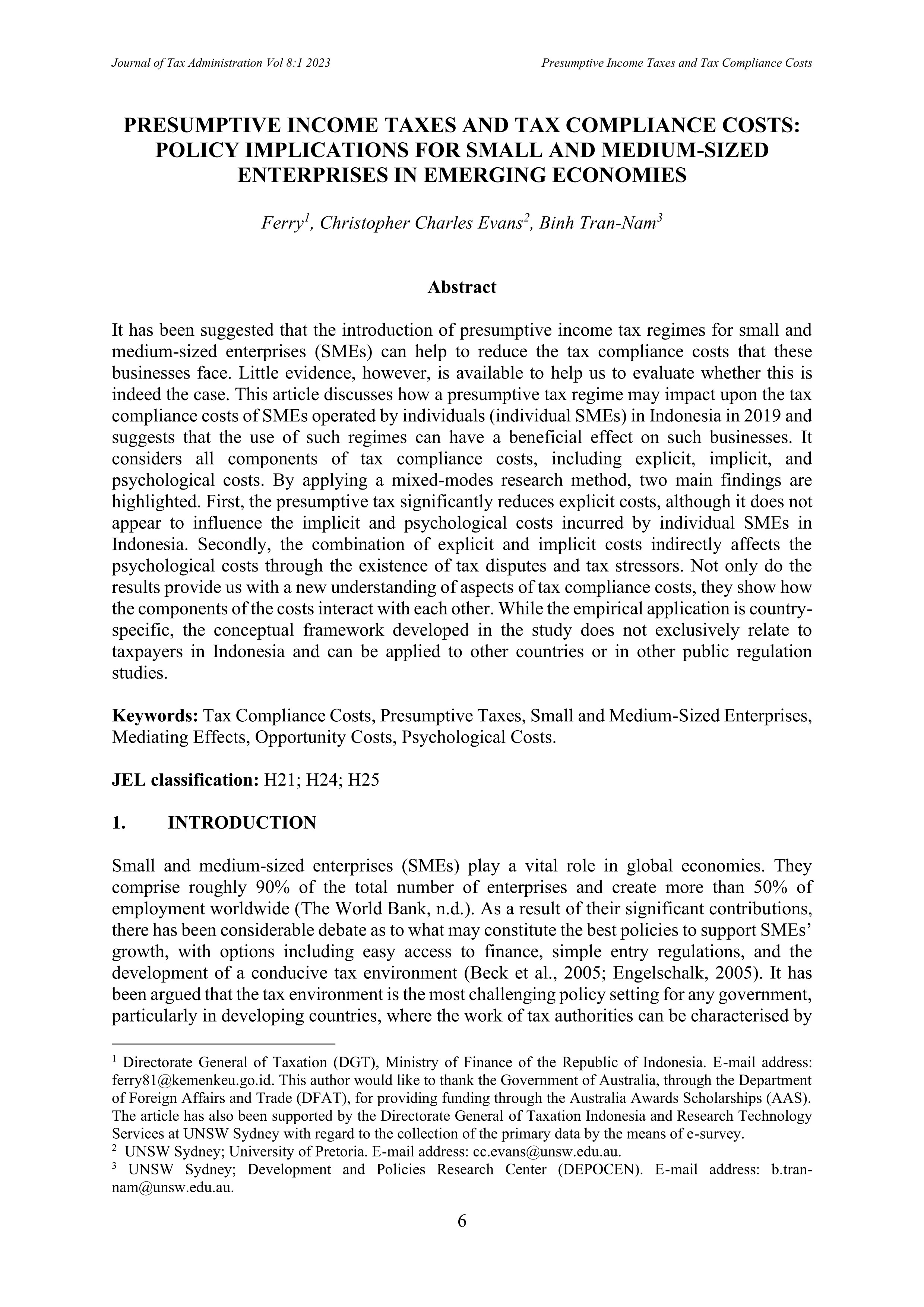 Volume 8.1 of JOTA - Ferry et al. Cover Page