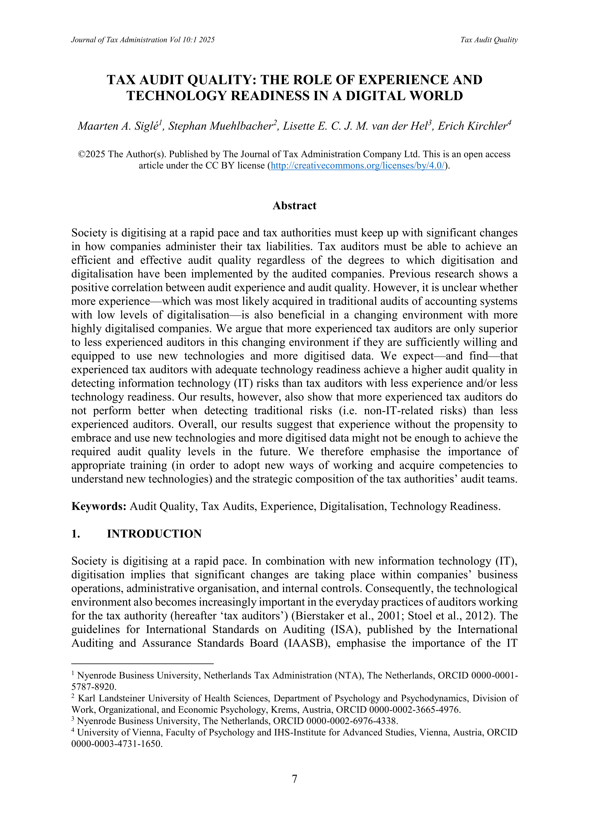 Image of cover page for Sigle et al, JOTA Volume 10 Issue 1