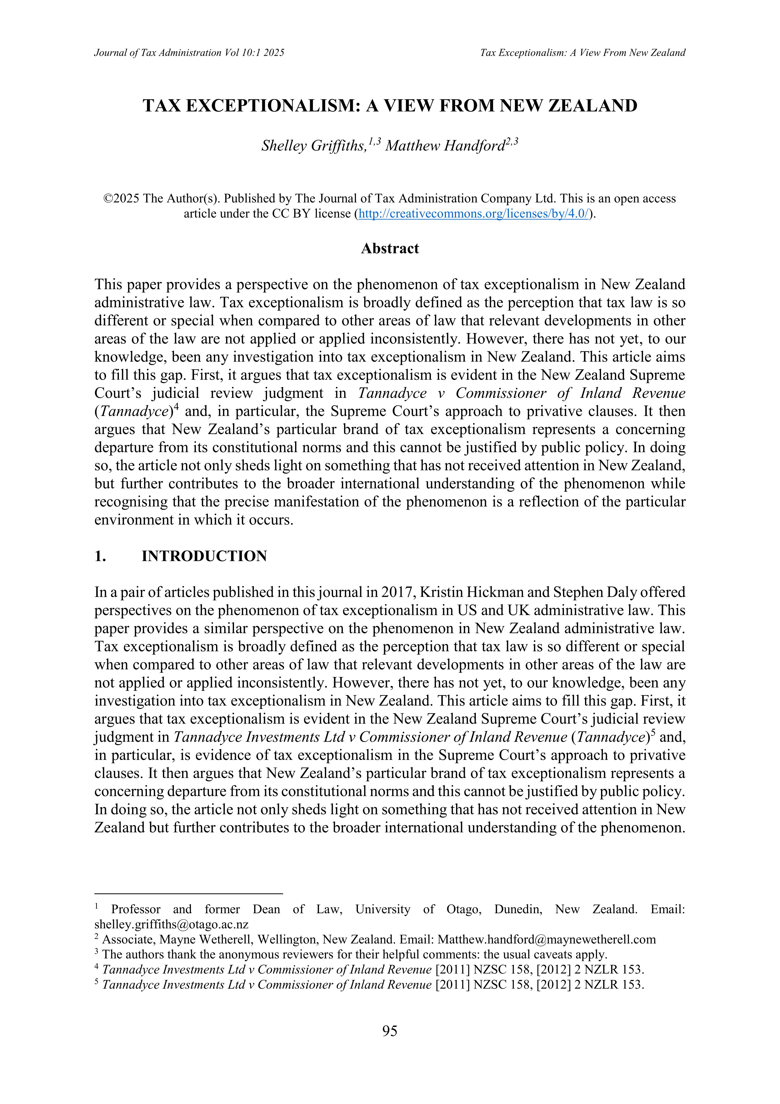 Image of cover page for Griffiths and Handford, JOTA Volume 10 Issue 1