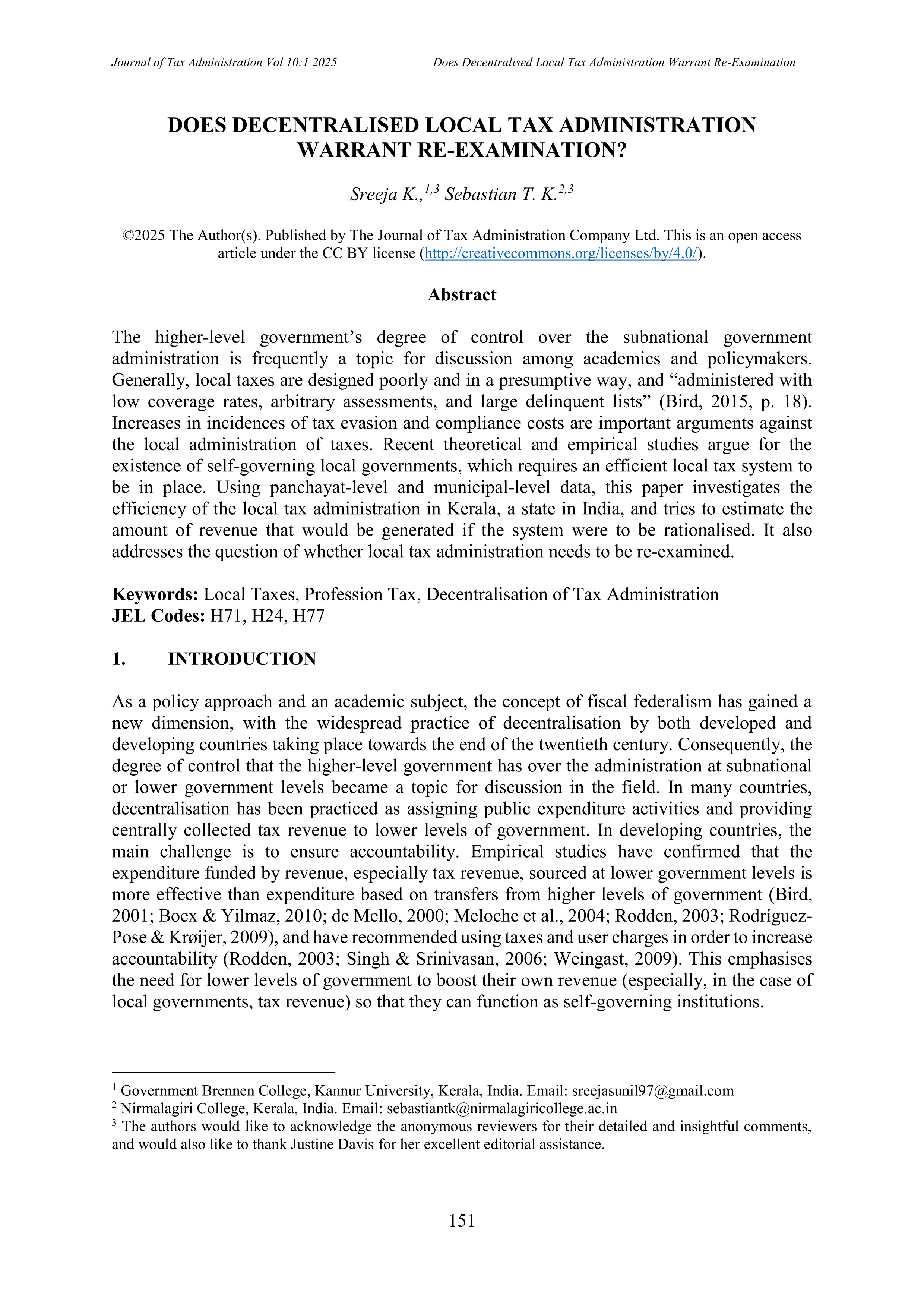 Image of cover page of Sreeja and Sebastian, JOTA Volume 10 Issue 1