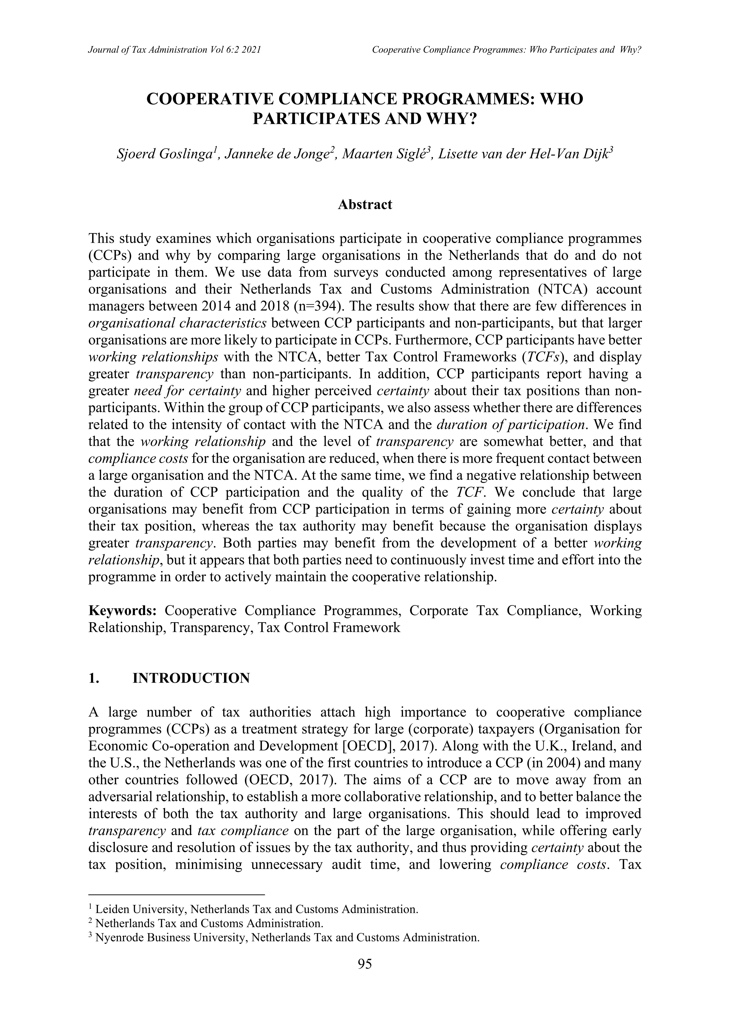 Volume 6.2 of JOTA - Goslinga et al. Cover